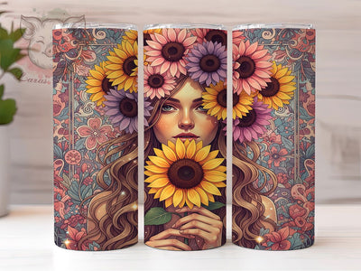 Floral Western Sunflower Tumbler, Country Cowgirl Wrap, Festive Party Cup, 20oz Sublimation Wrap, Rustic Sunflower Tumbler, Cute Western Girl Cup, Floral Cowboy Theme Wrap Sublimation Lara' s Designs 