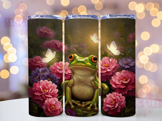 Floral Whimsical Frog 3D Tumbler Wrap, Floral Frog Design, Cute Amphibian Mug, Nature Theme Tumbler, Lily Pad Frog Cup, Whimsical Animal Wrap, Sublimation Tumbler Wrap Sublimation SvggirlplusArt 