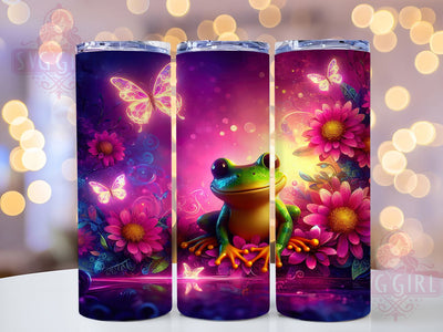 Floral Whimsical Frog 3D Tumbler Wrap, Floral Frog Design, Cute Amphibian Mug, Nature Theme Tumbler, Lily Pad Frog Cup, Whimsical Animal Wrap, Sublimation Tumbler Wrap Sublimation SvggirlplusArt 