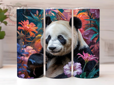 Floral Whimsical Panda Tumbler, Floral Panda Tumbler, Cute Panda Wrap, Whimsical Panda Wrap, Rustic Panda Wrap, Sublimation Design, Trendy Gift Idea Sublimation Lara' s Designs 