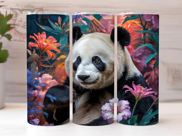 Floral Whimsical Panda Tumbler, Floral Panda Tumbler, Cute Panda Wrap, Whimsical Panda Wrap, Rustic Panda Wrap, Sublimation Design, Trendy Gift Idea Sublimation Lara' s Designs 