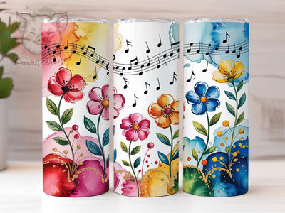 Floral Wildflower Music Tumbler, Floral Music Wrap, Nature Melody Cup, 20oz Sublimation Wrap, Artistic Wildflower Music Tumbler, Stylish Floral Design Cup, Botanical Music Theme Wrap Sublimation Lara' s Designs 