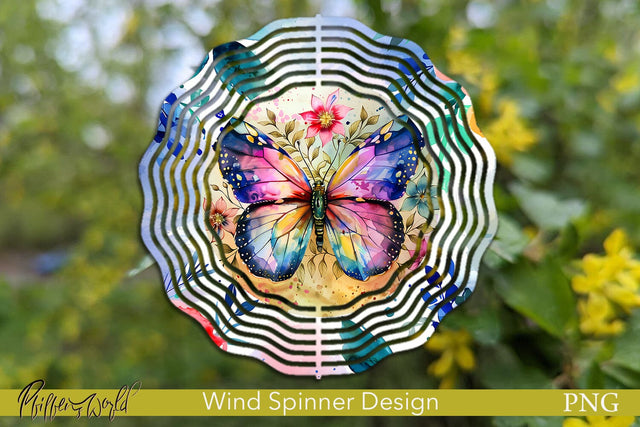 Floral Wind Spinner | Colorful Butterfly Design Sublimation Pfiffen's World 