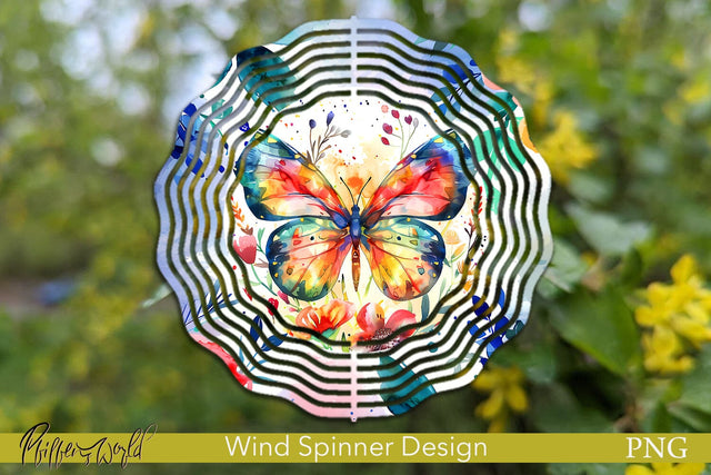 Floral Wind Spinner | Colorful Butterfly PNG Sublimation Pfiffen's World 