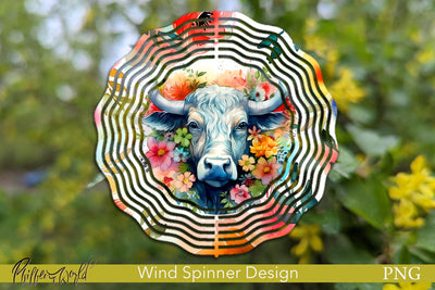 Floral Wind Spinner | Farm Animals | Colorful Cow Sublimation Pfiffen's World 