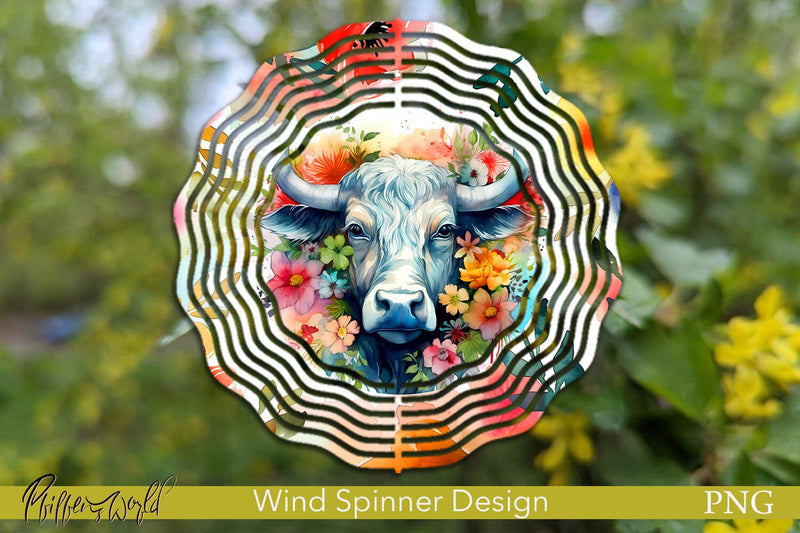 Floral Wind Spinner | Farm Animals | Colorful Cow Sublimation Pfiffen's World 