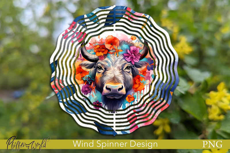 Floral Wind Spinner | Farm Animals | Cow PNG Sublimation Pfiffen's World 