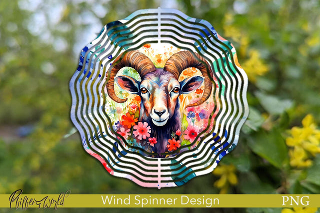 Floral Wind Spinner | Farm Animals | Ram Sublimation Pfiffen's World 