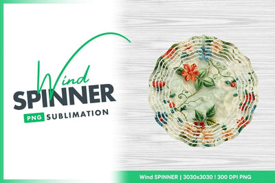 Floral Wind Spinner Round Png Design with Decorative Flowers and Leaves Sublimation Regulrcrative 