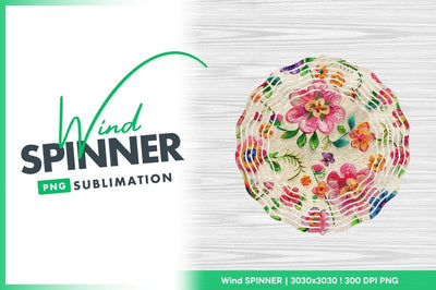 Floral Wind Spinner Round Png Design with Pink and Orange Flowers Sublimation Regulrcrative 