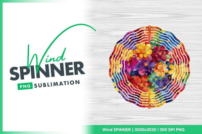 Floral wind spinner round sublimation design template Sublimation Regulrcrative 