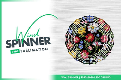 Floral wind spinner round sublimation template design Sublimation Regulrcrative 