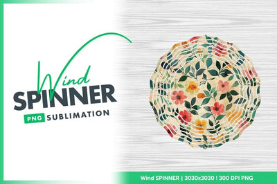 Floral wind spinner round watercolor design Sublimation Regulrcrative 