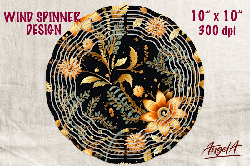 Floral wind spinner sublimation, batik, orange flowers Sublimation Angelina Semenova 