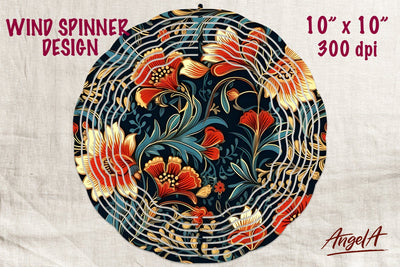 Floral wind spinner sublimation, batik, red flowers Sublimation Angelina Semenova 