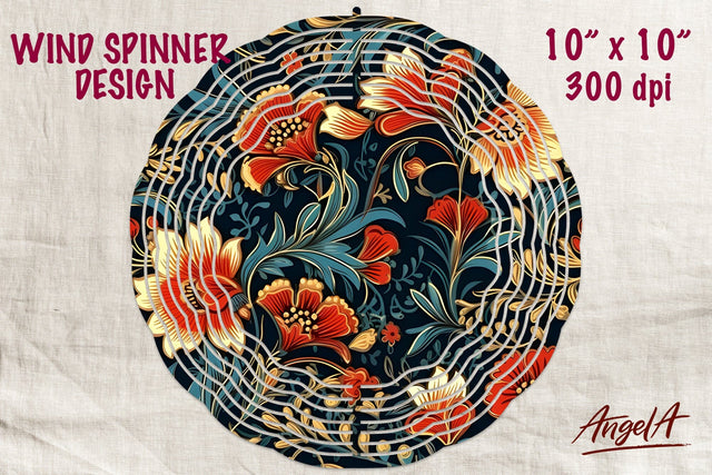 Floral wind spinner sublimation, batik, red flowers Sublimation Angelina Semenova 