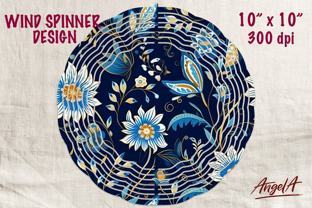 Floral wind spinner sublimation, batik, retro blue flowers Sublimation Angelina Semenova 