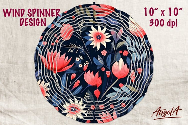 Floral wind spinner sublimation, batik retro pink flowers Sublimation Angelina Semenova 