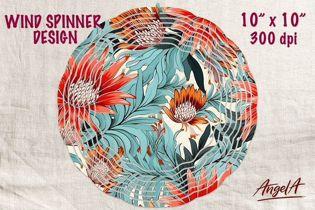 Floral wind spinner sublimation, batik tropical red flowers Sublimation Angelina Semenova 