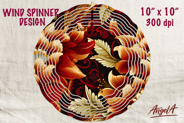 Floral wind spinner sublimation, batik vintage orange flower Sublimation Angelina Semenova 