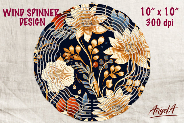 Floral wind spinner sublimation, batik vintage orange flower Sublimation Angelina Semenova 