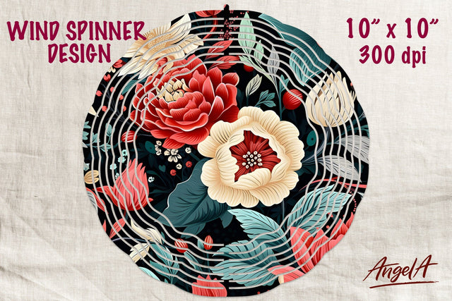 Floral wind spinner sublimation, batik vintage peonies Sublimation Angelina Semenova 