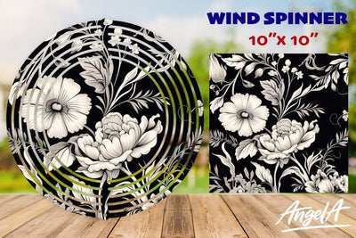 Floral wind spinner sublimation, black and white flowers Sublimation Angelina Semenova 