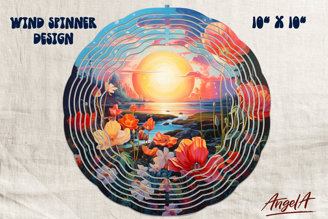 Floral wind spinner sublimation / field of flowers, sunset Sublimation Angelina Semenova 