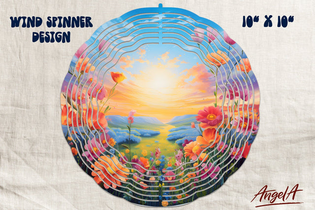 Floral wind spinner sublimation / field of flowers, sunset Sublimation Angelina Semenova 