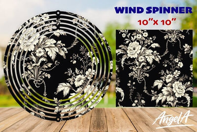 Floral wind spinner sublimation, retro black white flowers Sublimation Angelina Semenova 