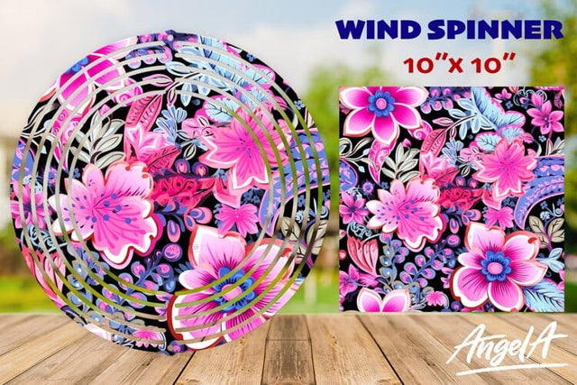 Floral wind spinner sublimation, retro pink flower pattern Sublimation Angelina Semenova 