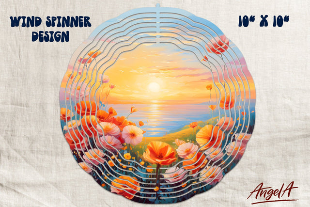 Floral wind spinner sublimation / wildflowers, sunset, lake Sublimation Angelina Semenova 