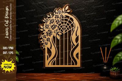 Floral Window Arch Laser Cut SVG Design SVG Regulrcrative 
