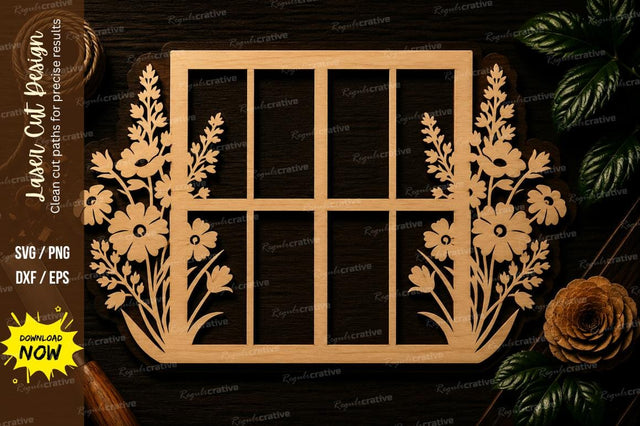Floral Window Garden Scene Laser Cut SVG File SVG Regulrcrative 