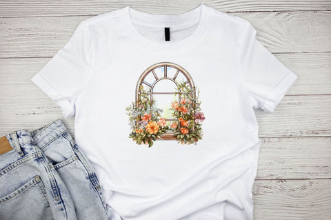 Floral Window Watercolor Clipart Bundle Sublimation Designangry 