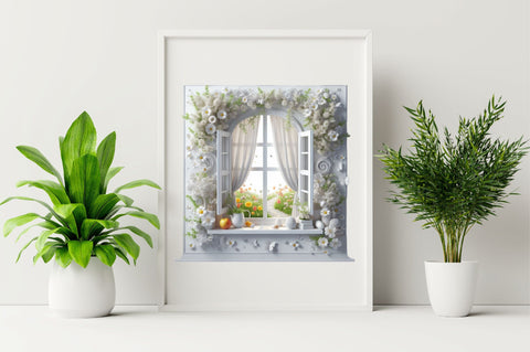 Floral Window Watercolor Clipart Bundle Sublimation SVGArt 