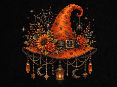 Floral Witch Hat PNG Halloween Clipart SVG artprintfile 