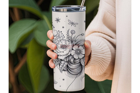 Floral Woman 20oz Tumbler Wrap Sublimation DesignSVG 