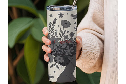 Floral Woman 20oz Tumbler Wrap Sublimation DesignSVG 