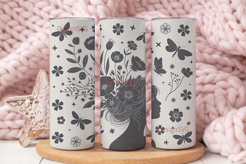 Floral Woman 20oz Tumbler Wrap Sublimation DesignSVG 
