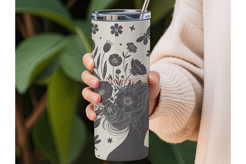 Floral Woman 20oz Tumbler Wrap Sublimation DesignSVG 