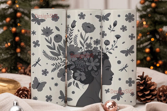 Floral Woman 20oz Tumbler Wrap Sublimation DesignSVG 