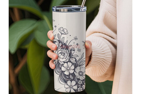 Floral Woman 20oz Tumbler Wrap Sublimation DesignSVG 