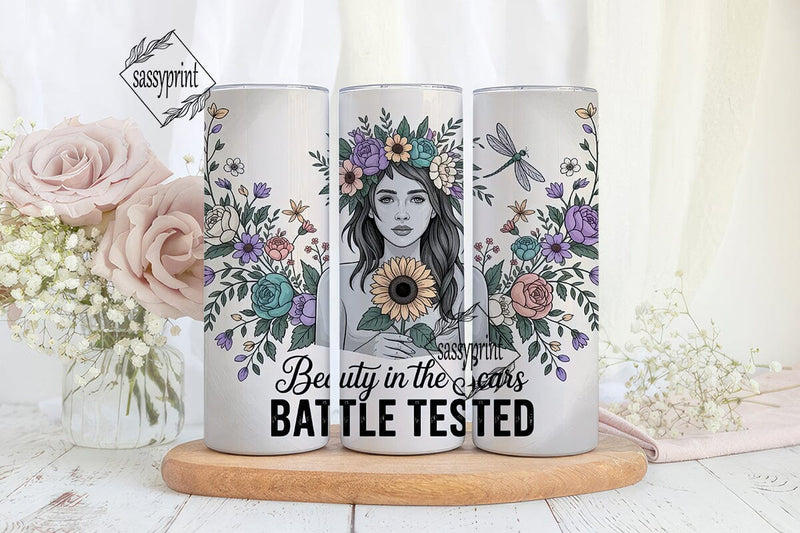 Floral Woman Dragonfly 20oz Tumbler Wrap Sublimation sassyprint 