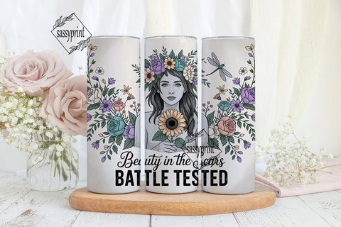 Floral Woman Dragonfly 20oz Tumbler Wrap Sublimation sassyprint 