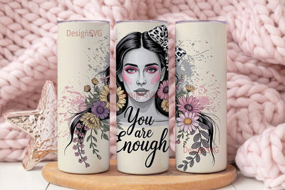 Floral Woman Portrait 20oz Tumbler Sublimation DesignSVG 