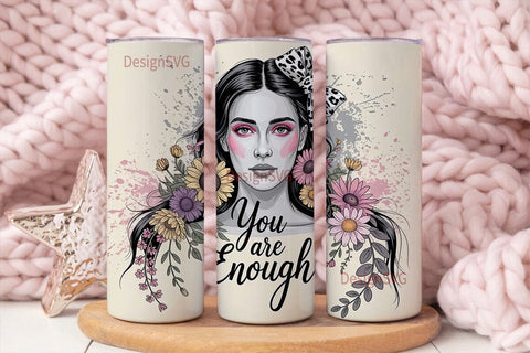 Floral Woman Portrait 20oz Tumbler Sublimation DesignSVG 