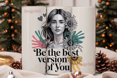 Floral Woman Portrait Tumbler Wrap Sublimation DesignSVG 