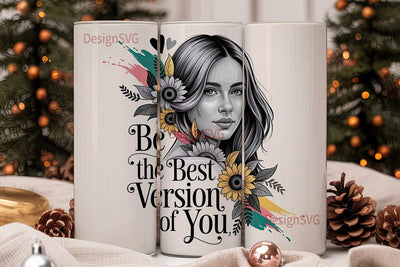 Floral Woman Portrait Tumbler Wrap Sublimation DesignSVG 