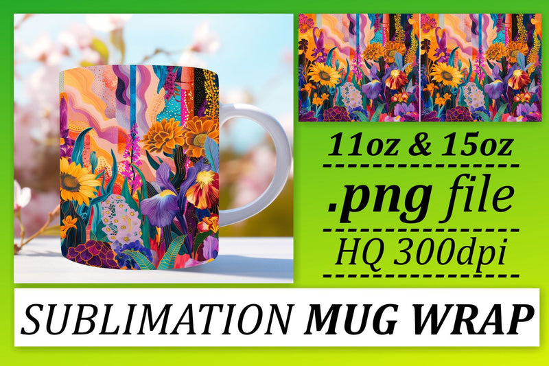 Floral Wonderland Mug Wrap Sublimation afrosvg 